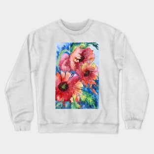 Red Poppy Flowers Watercolor Painting Crewneck Sweatshirt